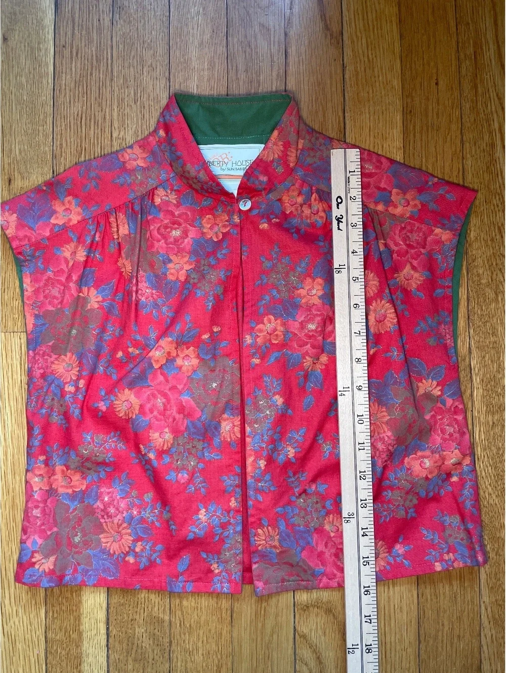 Vintage 70s Liberty House Sun Babies Hawaii Red Floral Midi Dress Set XS Boho